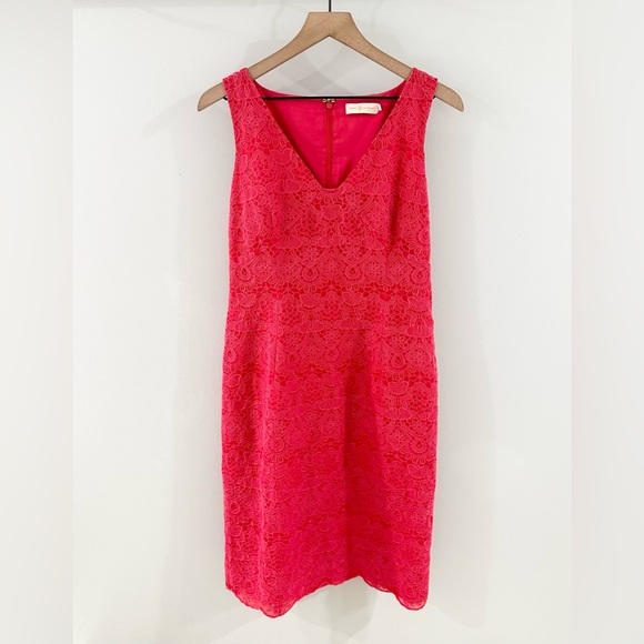 Tory Burch Cameron Scalloped Hem Lace Sheath Dress Pink Size 8 - Picture 4 of 8